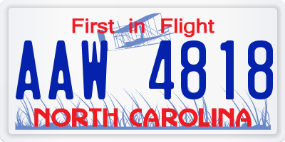 NC license plate AAW4818