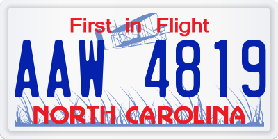 NC license plate AAW4819
