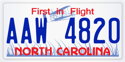 NC license plate AAW4820