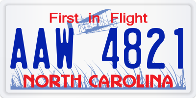 NC license plate AAW4821