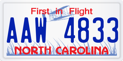 NC license plate AAW4833