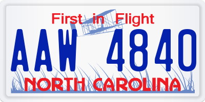 NC license plate AAW4840