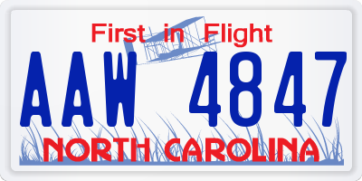 NC license plate AAW4847