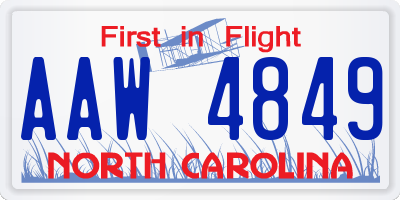 NC license plate AAW4849