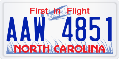 NC license plate AAW4851