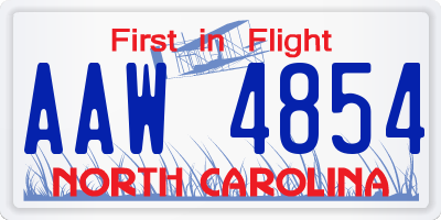 NC license plate AAW4854