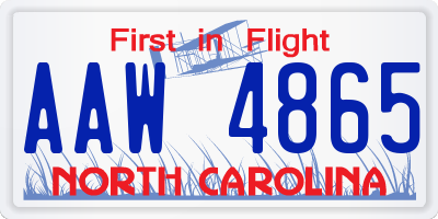 NC license plate AAW4865
