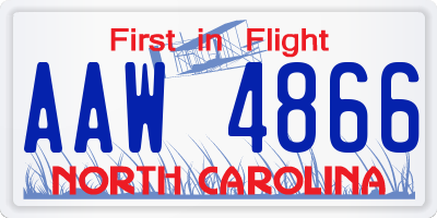 NC license plate AAW4866