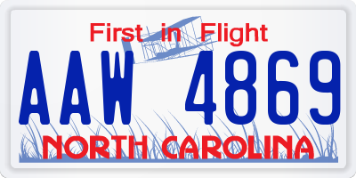 NC license plate AAW4869