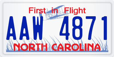 NC license plate AAW4871