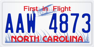NC license plate AAW4873