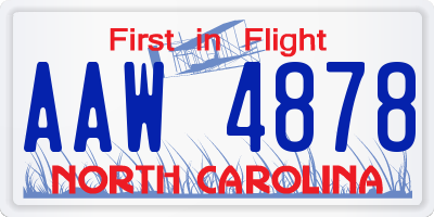 NC license plate AAW4878