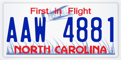NC license plate AAW4881