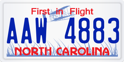 NC license plate AAW4883