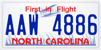 NC license plate AAW4886