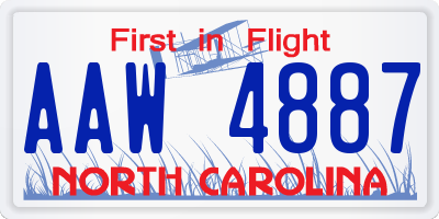 NC license plate AAW4887