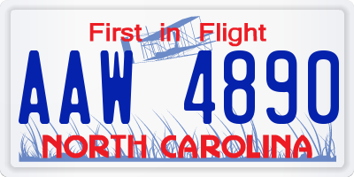 NC license plate AAW4890