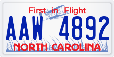 NC license plate AAW4892