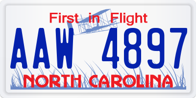 NC license plate AAW4897