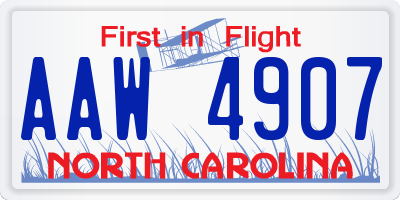 NC license plate AAW4907