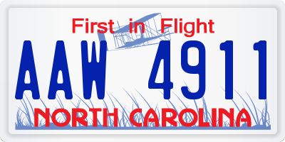 NC license plate AAW4911