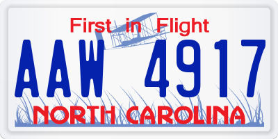 NC license plate AAW4917