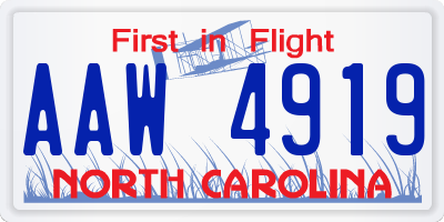NC license plate AAW4919