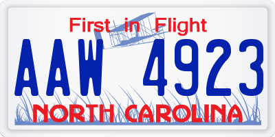 NC license plate AAW4923