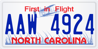 NC license plate AAW4924