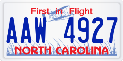 NC license plate AAW4927