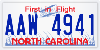 NC license plate AAW4941