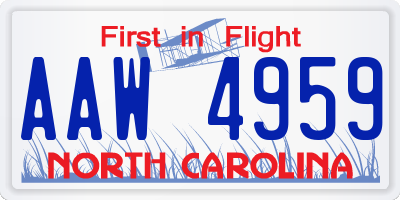 NC license plate AAW4959