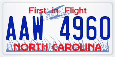NC license plate AAW4960