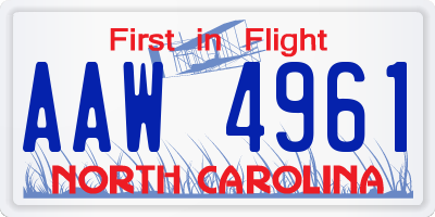 NC license plate AAW4961
