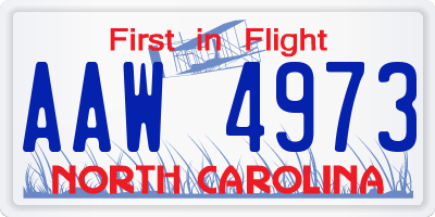 NC license plate AAW4973