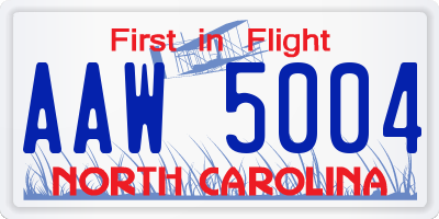 NC license plate AAW5004