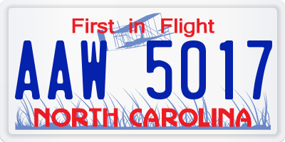 NC license plate AAW5017