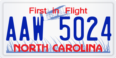 NC license plate AAW5024