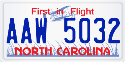 NC license plate AAW5032