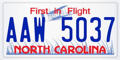 NC license plate AAW5037