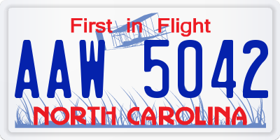NC license plate AAW5042