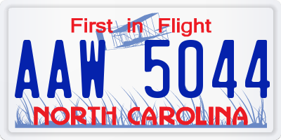 NC license plate AAW5044