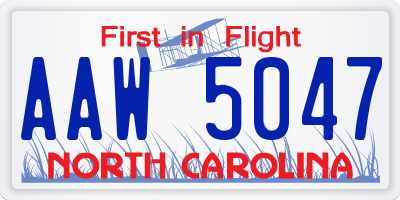 NC license plate AAW5047