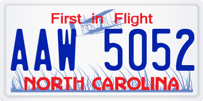 NC license plate AAW5052