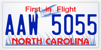 NC license plate AAW5055