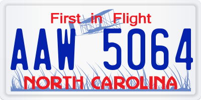 NC license plate AAW5064
