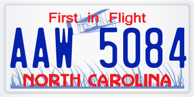 NC license plate AAW5084