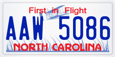 NC license plate AAW5086