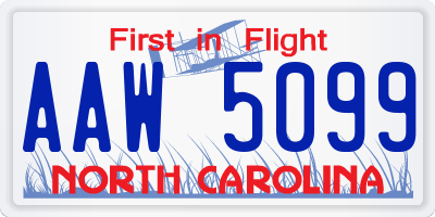 NC license plate AAW5099