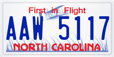 NC license plate AAW5117